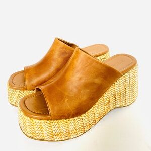 NEW! Seychelles Tulip Leather Wedge Slip On Sandal